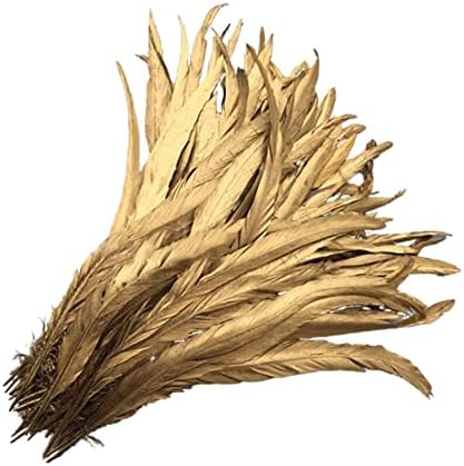100pcs Gold Rooster Tail Feathers for Crafts DIY Natural Party Feathers Jewelry Carnival Christmas Wedding Decorative 30-35cm - Single-Sided Spray - Zamihalaa