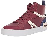 Lacoste Women's L004 Mid Sneaker, Burgundy/White, 9