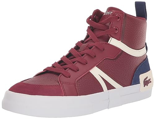 Lacoste Women's L004 Mid Sneaker, Burgundy/White, 9