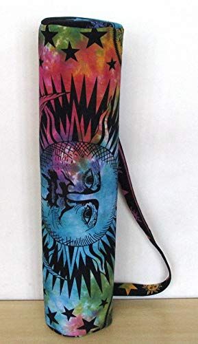 Indian Craft Castle Multi Flower Hippie Yoga Mat Carrier Bag with Shoulder Strap Yoga Mat Bag Gym Bag Beach Bag (Multi Sun)