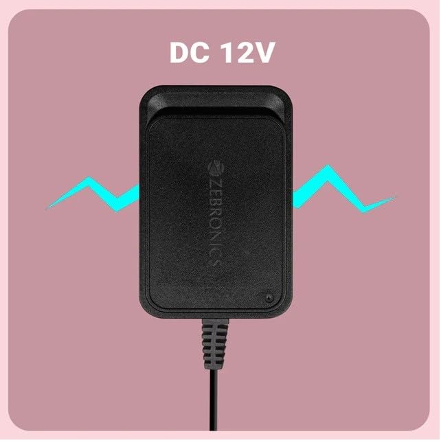 Image of Zebronics PA122A Power Adapter, 12V DC, 24W, DC5525 Barrel Pin, Overload Protection, Compact Design for CCTV DVR /NVR