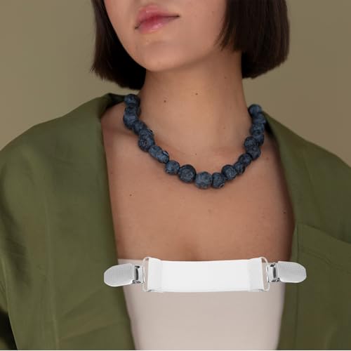 Image of 6 Pcs Adjustable Cinch Clips for Dresses,3 Color Cinch Clips for Women Clothing,Dress Clip Back Cinchs High Elastic Retro Cardigan Clip Shawl,Cardigan Collar,Travel Hat(Black, White,Khaki)