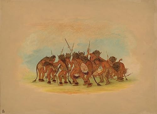 Tableau Mandan Animal Dance George Catlin affiche vintage 60x90cm