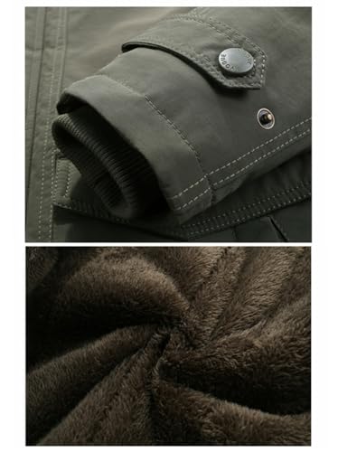 Oanviso Hombres Chaquetas con Cremallera Largo Abrigo de Terciopelo Moda Parka Chaqueta de Plumas Abrigos de Invierno Manga Larga Down Jacket de Plumón A Caqui L - imagen 6