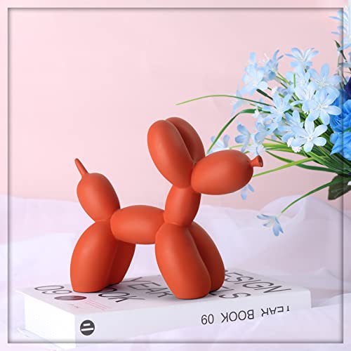 バルーン 犬 像 樹脂素材 アート 彫刻 かわいいバルーン 犬 スクラブ 彫刻 モダン 装飾スタイル デスク 本棚 寝室 部屋 リビングルーム キッチン ホームデコレーション (オレンジ) [2]