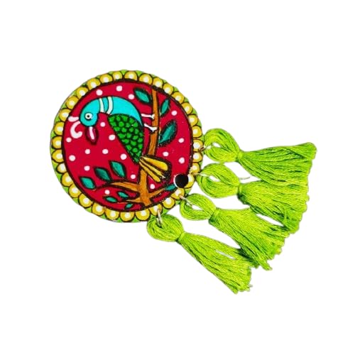 Madhubani Muse Tassel Brooch| Handmade Statement Brooch| Stylish Saree Pin| Brooches for Shirt, blazer,duppata & dresses-image-45