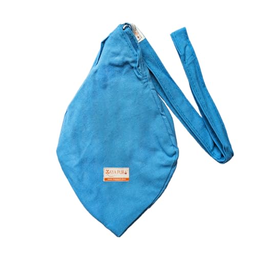 Image of Pure Cotton Chanting Bag or Gomukhi Japa Mala Bag or Cotton Bead Bag with Sakshi Mala Counter (Light Blue)