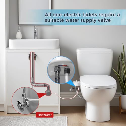 Hibbent Bidet Attachment, Hot & Cold Water Spray Bidet Toilet Seat, White - image 9
