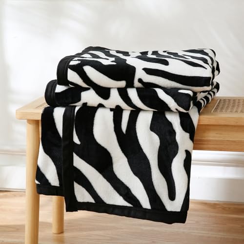 Pu Mei Fuzzy Flannel Throw Blanket For Sofa, Couch, Bed, Black And White Zebra Print Blanket Animal thumb #6