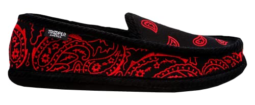 Trooper America Men Ks-002E Black/Red Embroidered Bandana Paisley Slip-On | Cozy, Colorful House Shoe Slippers | Ultra Cushion For Indoor And Outdoor (Us_Footwear_Size_System, Adult, Men, Numeric, Medium, Numeric_8) #TOP1