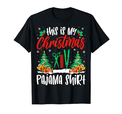 Hairstylist Xmas Pajama Shirt Hairdresser Christmas Holiday Camiseta