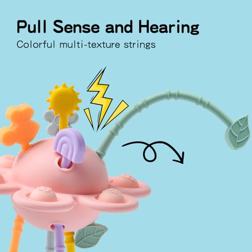 Image of Montessori Sensory Toys for Babies,Silicone Teething Toys Pull String Baby Toy 18 Months (Pink)