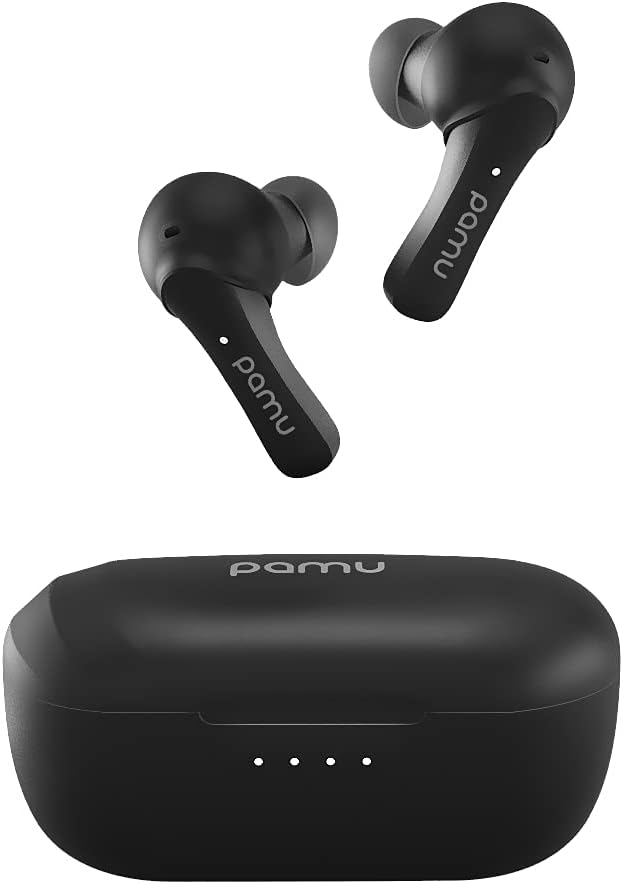 Padmate Bluetooth Headphones True Wireless Earbuds with 4 Mics CVC8.0 Noise Cancelling Earphones with Charging Case in-Ear Headset Touch Control Sport TWS 30H Playback Waterproof IPX6 Pamu T6C Black