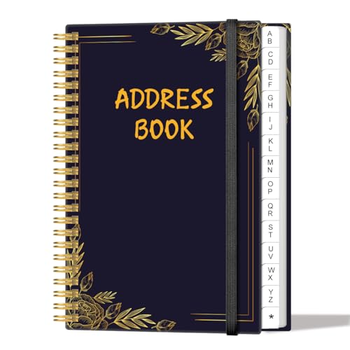 Address Book with Alphabetical Tabs - Small Address Book Spiral with Address Contacts, Special Date, Phone, Birthday & Internet Login Password for Home and Office, 4.3