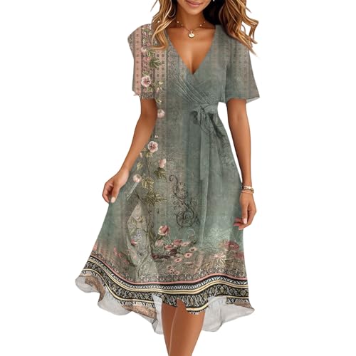 Spring Summer Chiffon Midi Dresses for Women 2025 Elegant Classy Wedding Guest Floral Formal Cocktail Prom Dress