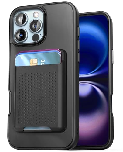 SlimShield - Custodia per iPhone 16 Pro Max con porta carte compatibile con MagSafe portafoglio magnetico staccabile e cover per telefono da uomo nero