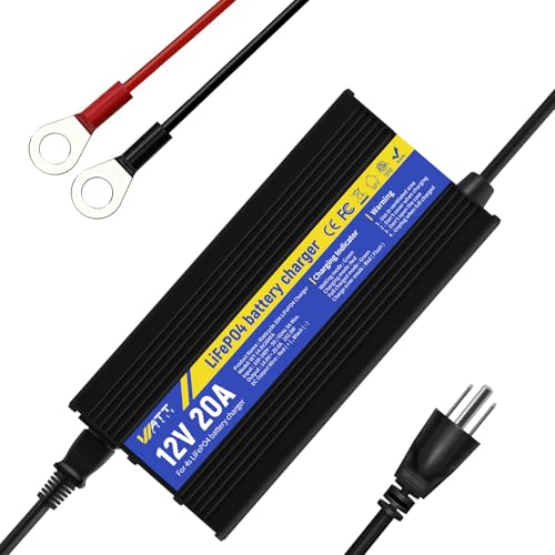 Image of WattCycle 14.6V 20A Intelligent Float Charger - Battery Charger for All Vehicle Types, Sparkless Technology, Lightweight - Protects Li-Ion Batteries with Efficient Charging