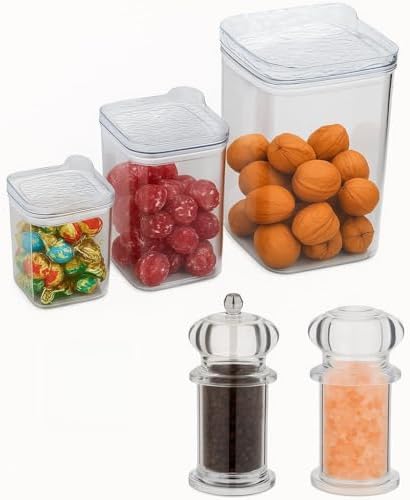 Kit Com 3 Potes Herméticos 400ml, 900ml e 1900ml para Mantimentos...