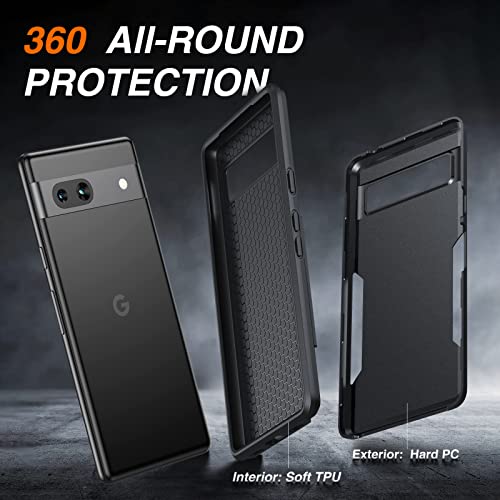 Lk For Google Pixel 7A Case, [10X Military Drop Protection][Bulletproof Material Matte Back] Soft Bumper Frame Slim Thin Protective Phone Cover, Matte Black #TOP1
