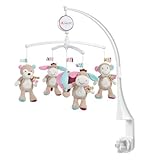 Das Design des Mobiles ermöglicht eine leichte Befestigung am Babybett / Die kuscheligen Figuren lassen sich sowohl fürs Spielen als auch zum Waschen leicht abnehmen