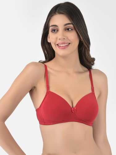 Image of Softline Women's Cotton-Rich Wire-Free Padded Bra | Full Coverage, Seamless & Breathable for Everyday Comfort | Soft Fabric with Supportive Fit for All-Day Wear