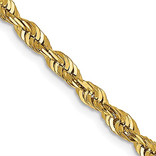 DEWBERRY 14K Yellow Gold Chain 4mm Ultra Diamond-cut with Lobster Clasp Rope Chain Necklace 24 inch (Weight: 16.88 GM, Length : 24" inch, Width: 4 MM)3