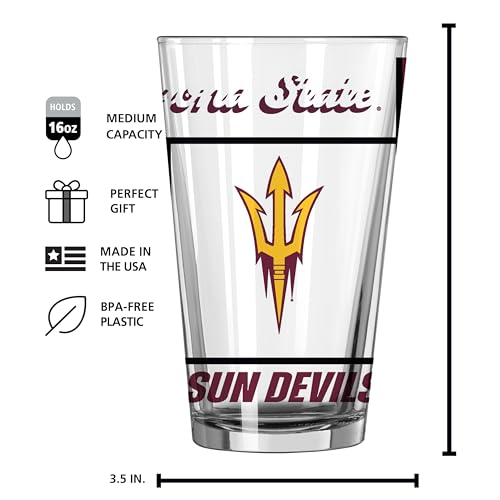 Image of Logo Brands NCAA oz Stained Glass Pint Glass - 3D Embossed Logo & Bold Team Colors - Durable Sports Fan Beer Glass for Home, Bar & Tailgates