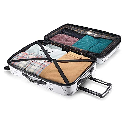 Image of American Tourister Moonlight Hardside Expandable Luggage with Spinner Wheels, Marble, Checked-Large 28-Inch