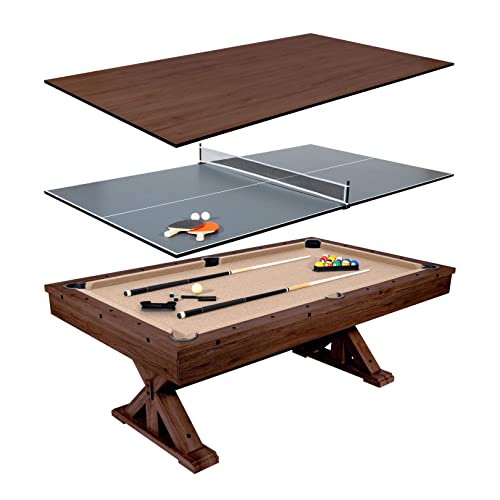 Freetime Fun 7-Ft Espresso Rockford 3 In 1 Pool Table Dining Table Combo With Table Tennis Table, Upgraded Multi Game Table Accessories Included #TOP9