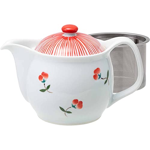 西海陶器(Saikaitoki)波佐見焼 松幸陶苑 ティーポット 約375ml (スーパーステンレス茶こし付) 風花 赤 レッド 日本製 20426