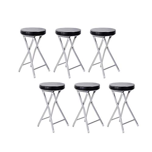 ECSD Outdoor Garden Leisure Small Folding Chair Thick Pad Portable Foldable Steel Tube Stool，pack Of 6