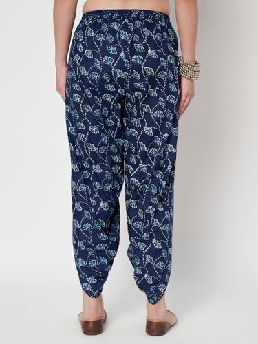 Image of 9rasa Women's Cotton Solid Harem Dhoti Pants for Casual FusionWear Workwear