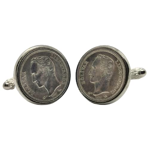 Genumis Gemelos para camisa: Genumis Bolívar - Moneda de plata 25 centavos Venezuela 1960 - Color Plateado - 16 mm