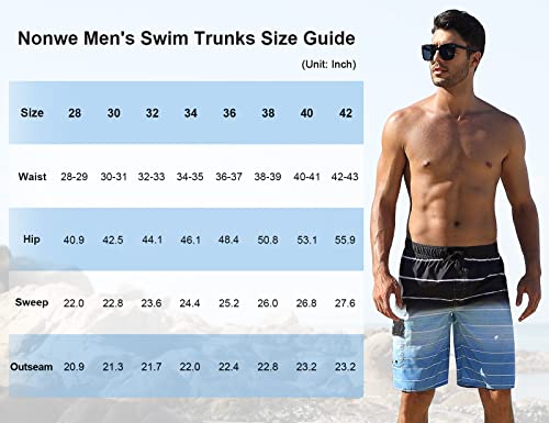 Image of Nonwe Men's Beachwear Quick Dry Striped Board Shorts