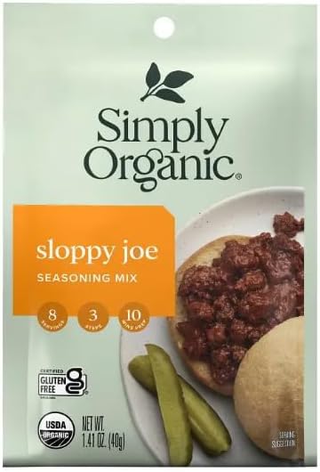 Simply Organic Sloppy Joe, Seasoning Mix, Certified Organic, 1.41-Ounce Packets (Pack of 12) (Value Bulk Multi-pack)