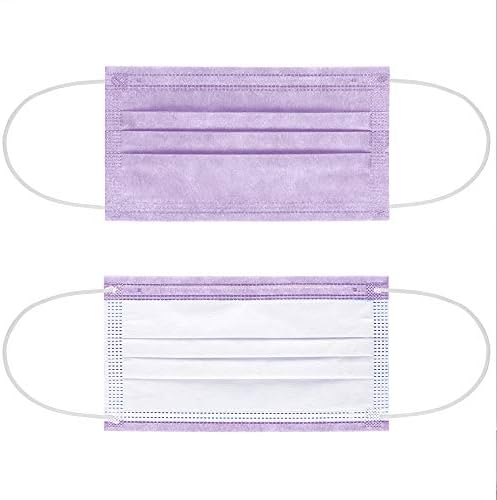 NUÜR 10pcs 3 Ply Disposable Face Mask, Mask with Filter Layer and Elastic Earloop, Retail Sealed bags, Purple