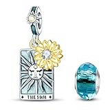 HappyStar Plata de Ley 925 Flor de Rosa Charm Tarot Colgante Abalorios Pulseras Compatible con Pandora Europeos Pulsera Mujer y Collares Regalo de San Valentín