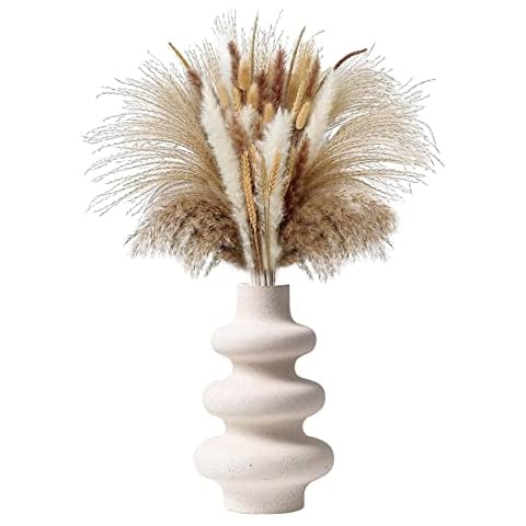 Jarrones de Cerámica Blanco, Florero de cerámica para Hierba de Pampas Cover
