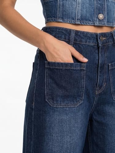 Image of Urbano Fashion Women's Mid Rise Wide-Leg Washed Jeans Non-Stretchable