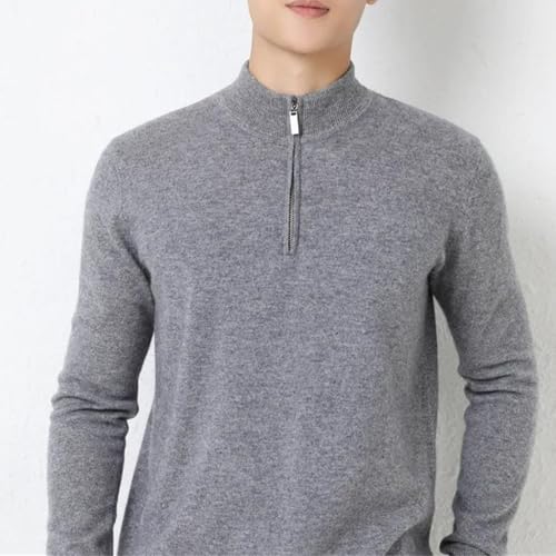 Men's Winter Zip Neck Sweater Cashmere Knit Pullover Full Sleeve Knit Base Top2