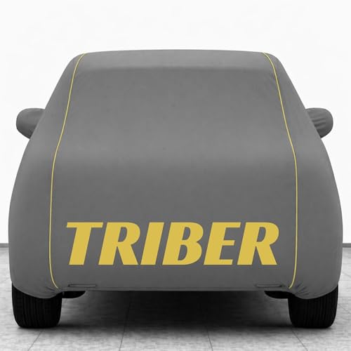 Image of Kings of Cover New Grey 100% Waterproof Triber Car Cover | Polyester Car Body Cover for Rain & Sun | UV Protection, Dustproof, Scratch Resistant, Windproof, Heat Resistant, Custom Fit