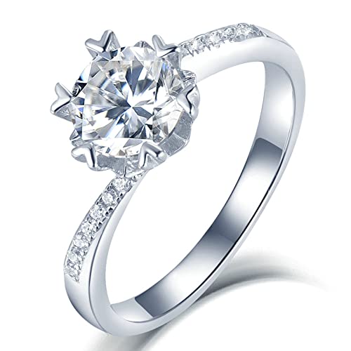 Bague moissanite femme argent 6 griffes pour alliance de mariage étincelante KnSam