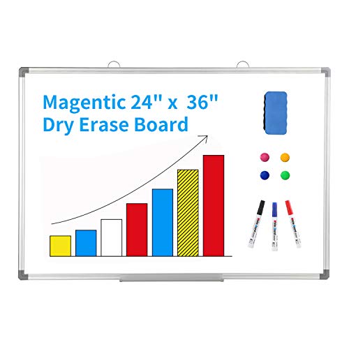 Magnetic Hanging Dry Erase Board White Board 24 x 36 Inch with Detachable Tray for Wall, Students & Teachers