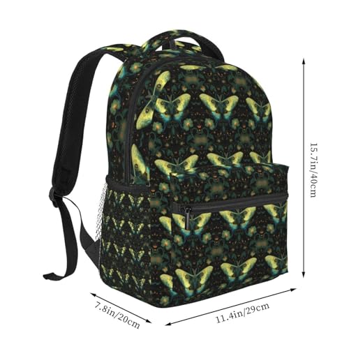 Moth Floral Lightweight Backpack Travel Casual Bags for Women or Men 15.7 Inches2