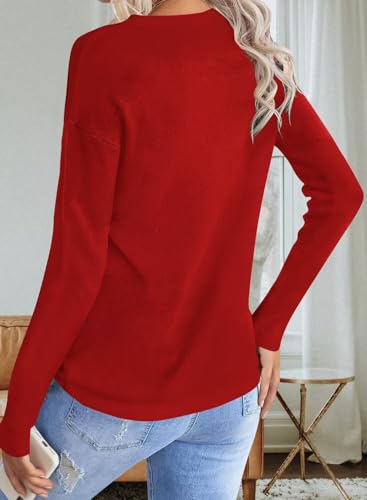 Image of QACOHU Women's Fall Sweater 2025 Crew Neck Long Sleeve Casual Pullover Knitted Sweater Tops
