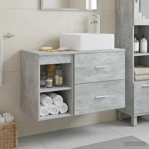 Muebles de baño para ahorrar espacio con este elegante conjunto gris hormigón 3