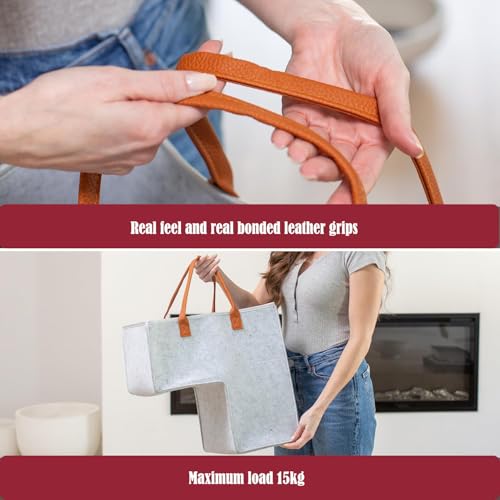 Treppenkorb, Mehrzweckkorb aus Filz, Tragekorb mit Kunstledergriffen, L-Form, großer Stauraum für Wäsche, Spielzeug und Haushaltsgegenstände, platzsparend und multifunktional