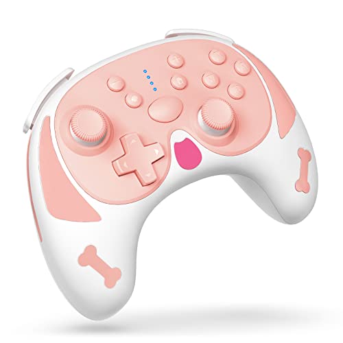 MoKo Switch Wireless Pro Controller Kompatibel mit Nintendo Switch/Switch Lite/Switch OLED Modell, Wireless Bluetooth Switch Controller Remote Gampadmit Turbo Funktion und 6 Achsen Gyrosko - Rosa Cover