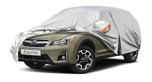 Image of Kayme 6 Layers SUV Car Cover Custom Fit for Subaru Crosstrek (2017-2025) Waterproof All Weather for Automobiles, Outdoor Full Cover Rain Sun UV Protection.Silver