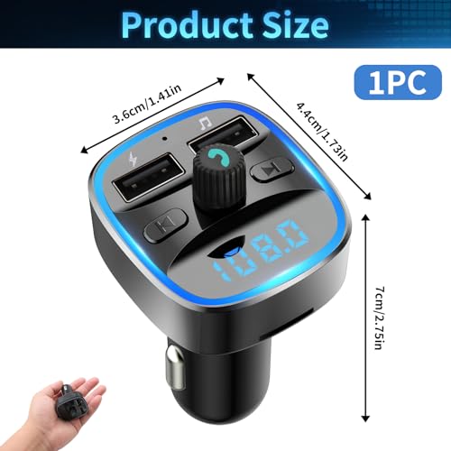 Transmisor FM Bluetooth Coche 5.0, Adaptador Inalámbrico Manos Libres para Coche con Dual USB 5 V/2,4 A 1A, Aparato Reproductor MP3, Soporte Unidad Tarjeta SD/Flash USB - imagen 6